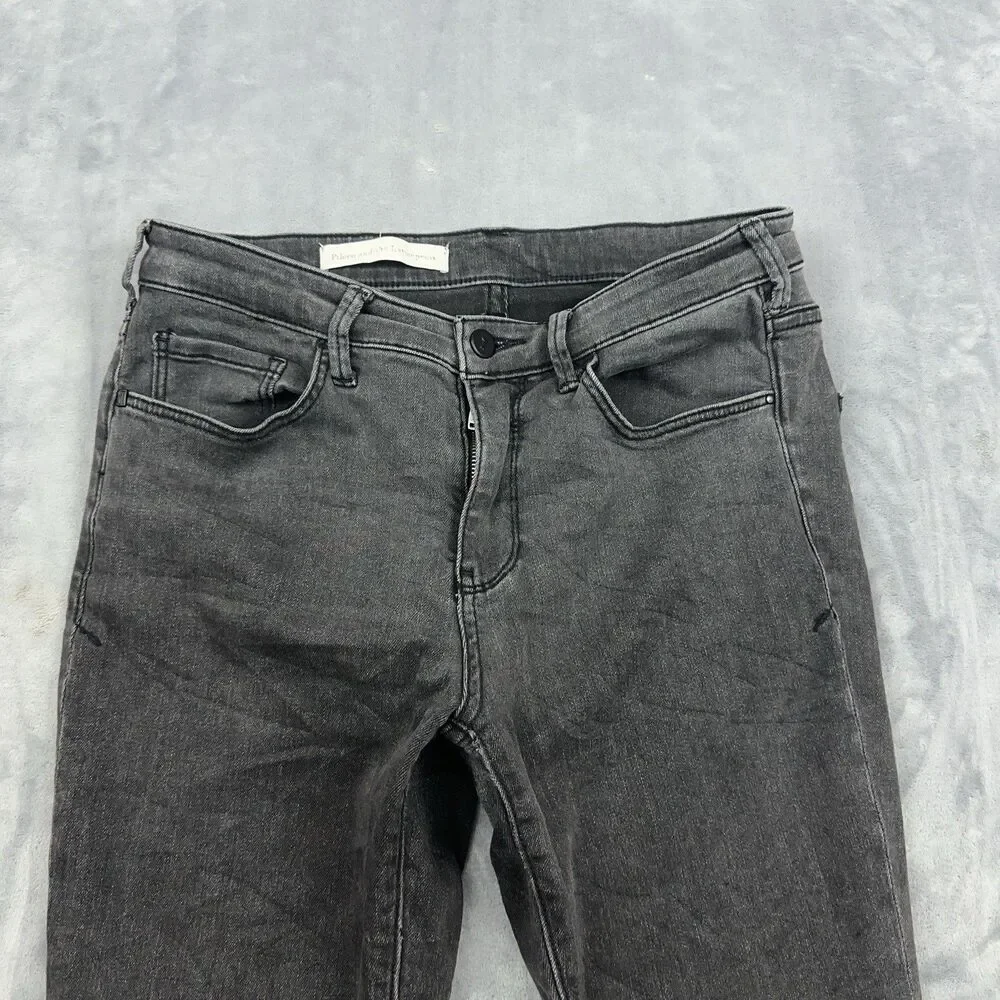 Pilcro and the Letterpress Anthropologie Mid-Rise Skinny Jean Faded Black 29X28